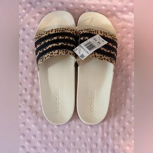 Adidas NWT Animal Print Slides with Black Stripes M size 12